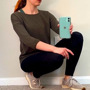 H&M Athletic Sweatshirt Olive Green 3/4 sleeves